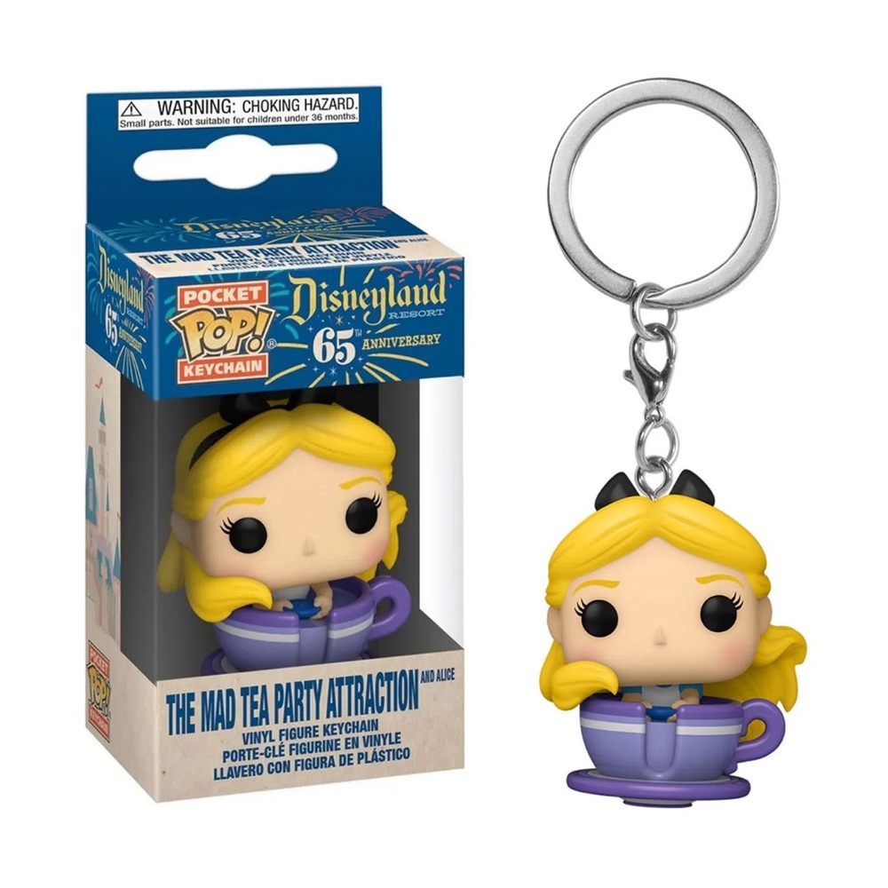 Funko Pocket Pop Keychain The Mad Tea Party Attraction and Alice Vinyl - New